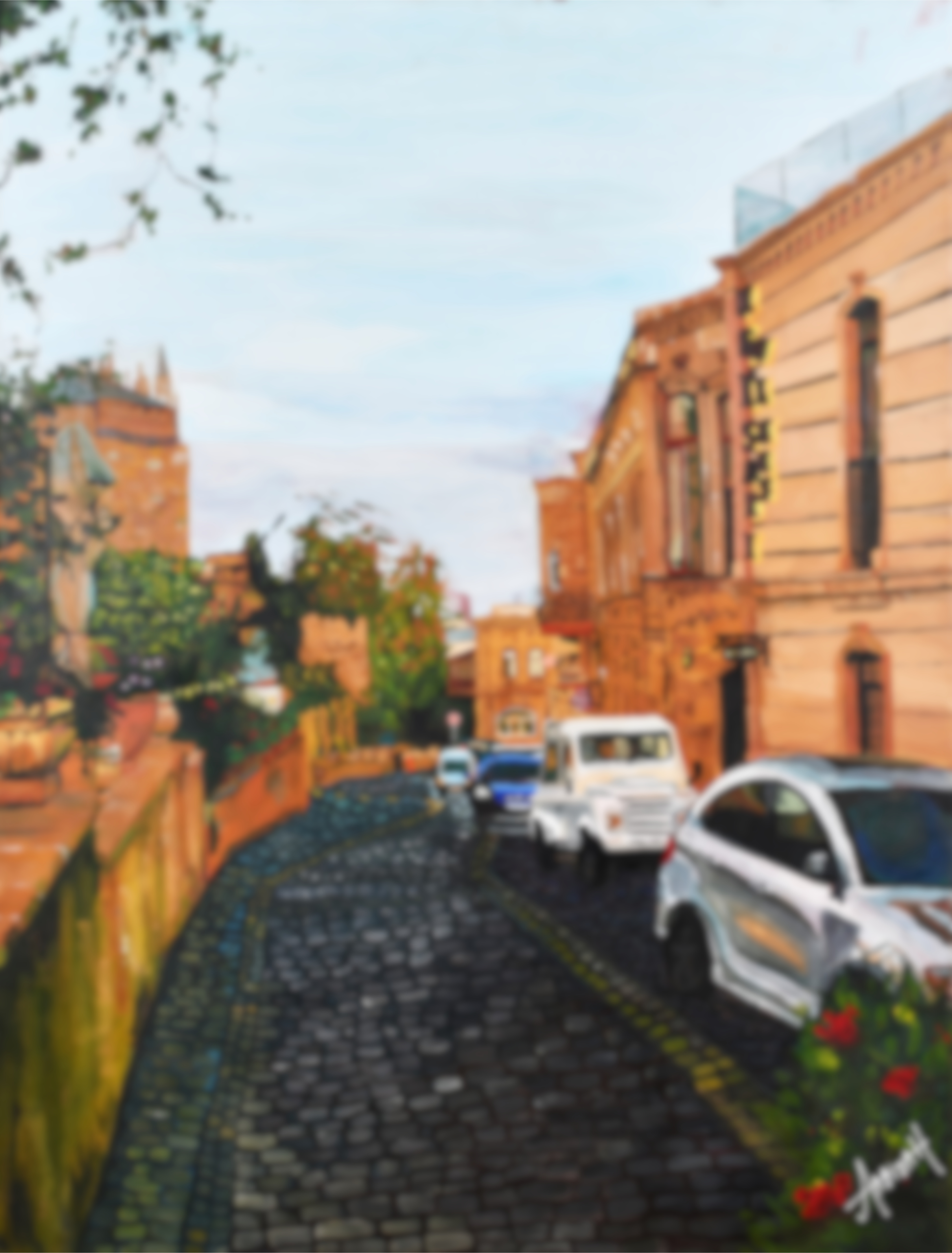'alley in old town baku' Digital Print